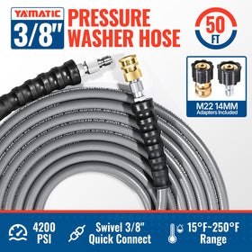 YAMATIC hose with 360 swivel end reducing twist during cleaning