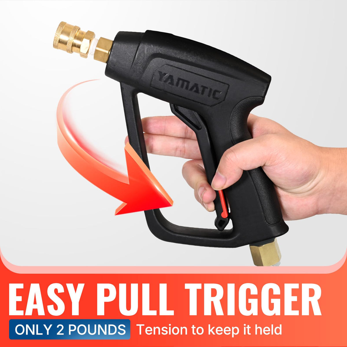 YAMATIC stainless extension wand, 3-position, expands reach.