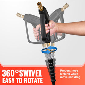 YAMATIC swivel gun with 360-degree inlet prevents hose tangling during use.