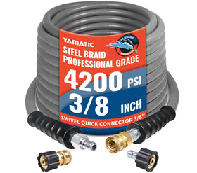 YAMATIC True 3/8 inch ID hose showing 360 degree swivel end for easier handling