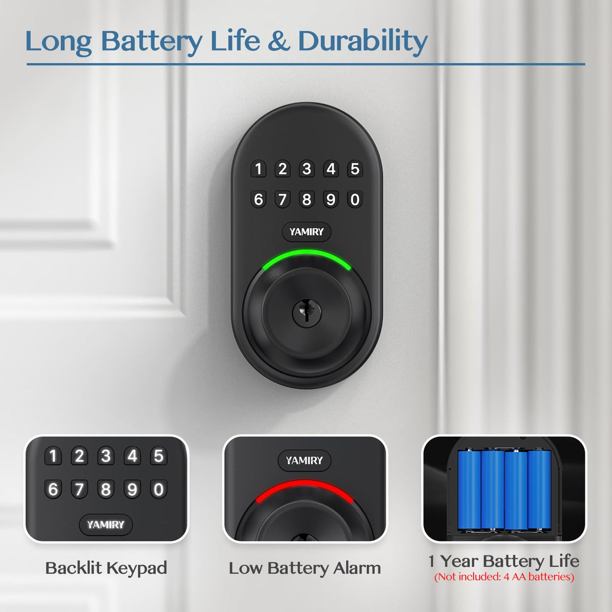 Yamiry keypad smart lock auto lock feature for added security