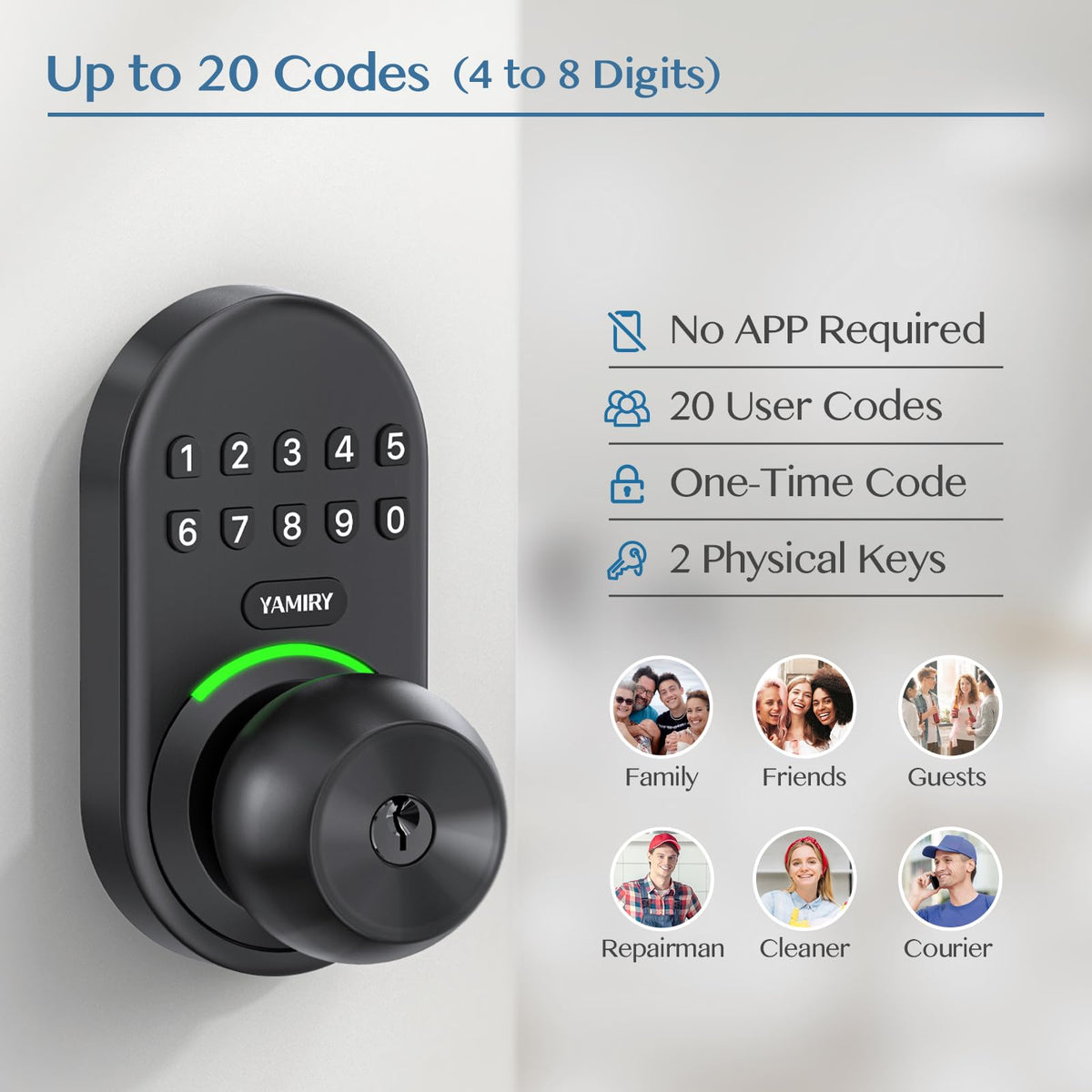 Yamiry keypad smart lock backlit keypad for easy night entry