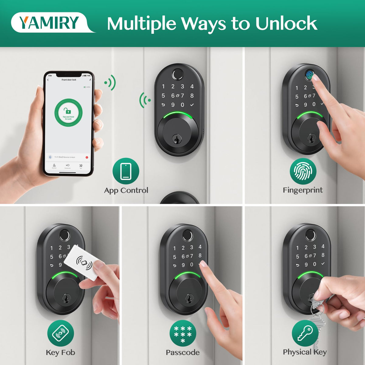 Yamiry Smart Deadbolt app control showing remote access and guest management