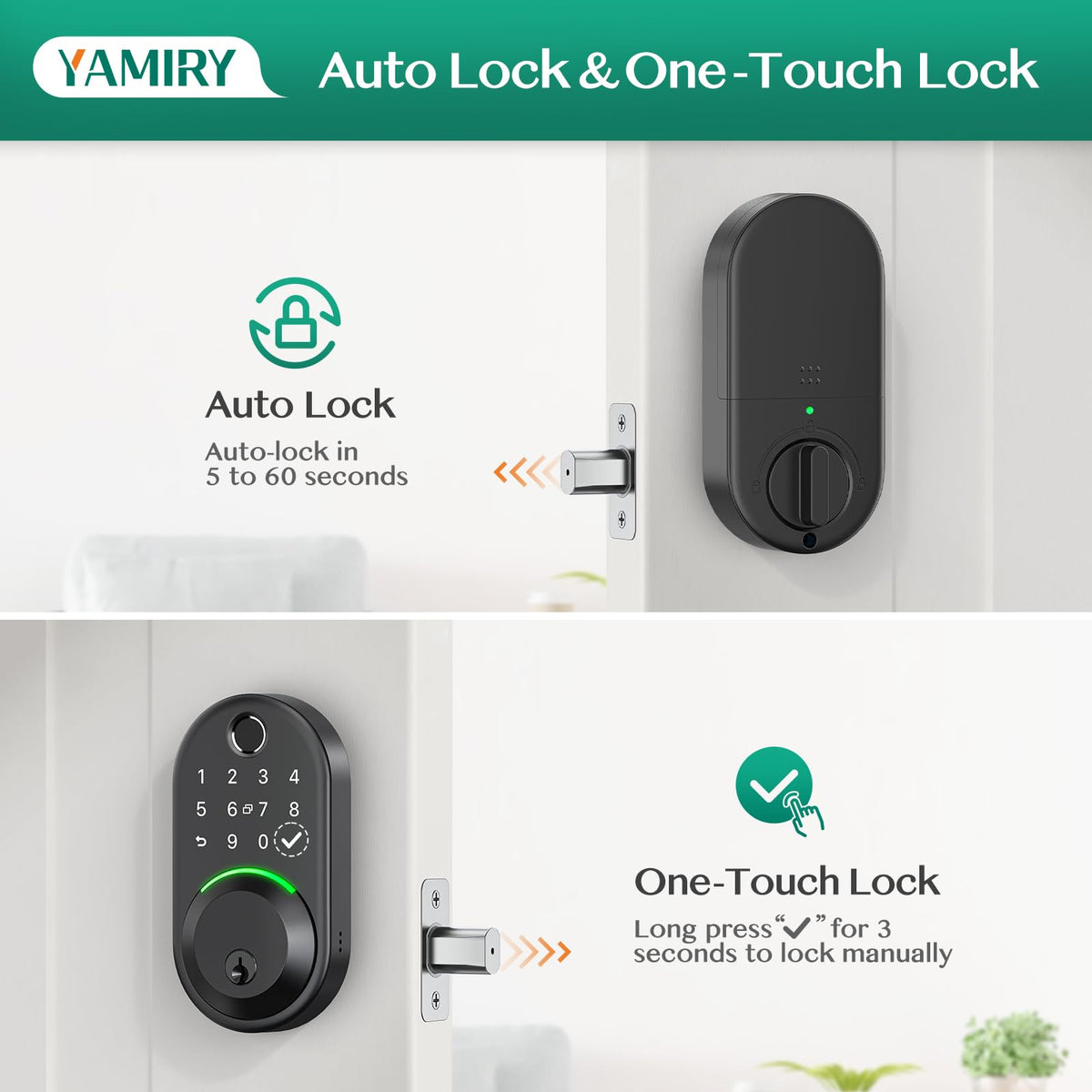 Yamiry Smart Deadbolt installation steps demonstrating screwdriver-only setup
