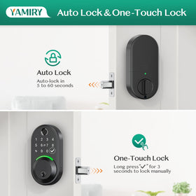 Yamiry Smart Deadbolt installation steps demonstrating screwdriver-only setup
