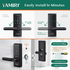Yamiry Smart Door Lock reversible handle fits both right and left doors
