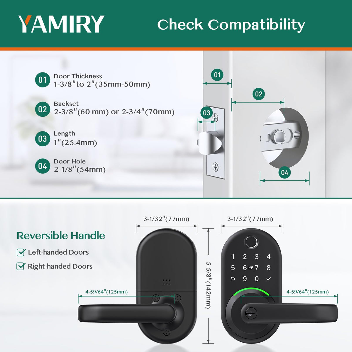Yamiry Smart Lock mechanical key backup for reliability.