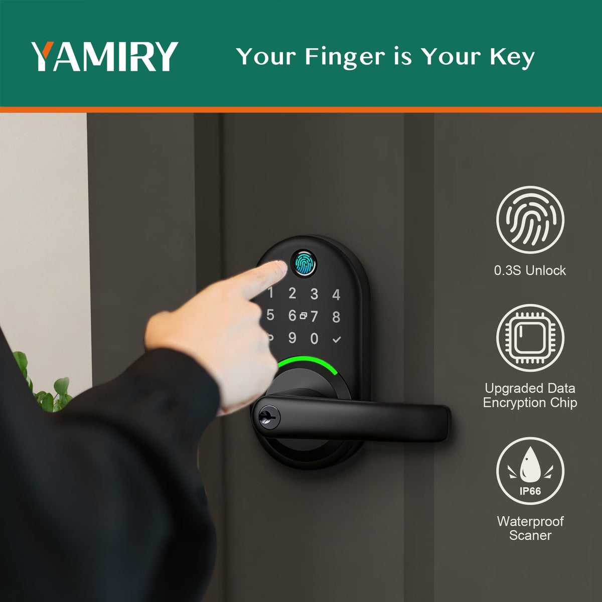 Yamiry Smart Lock passcode entry for convenient guest access.