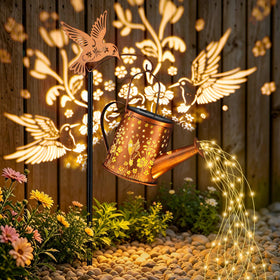 Yamodoor hummingbird solar lantern glows outdoors for patios and gardens.