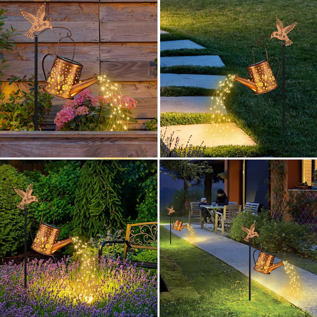 Yamodoor solar garden lantern provides soft path illumination.