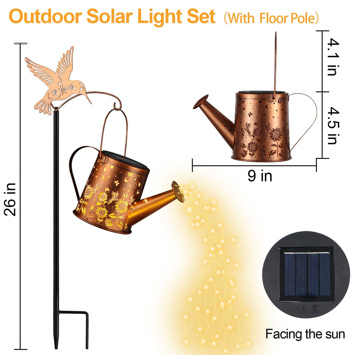 Yamodoor lantern mounted on a shepherd hook for easy outdoor décor.