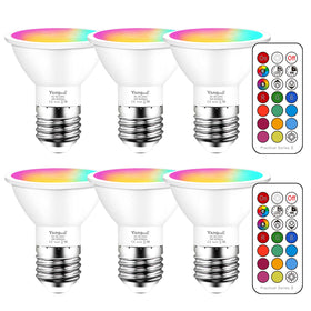 Yangcsl RGB LED bulb with remote control for quick mood lighting.