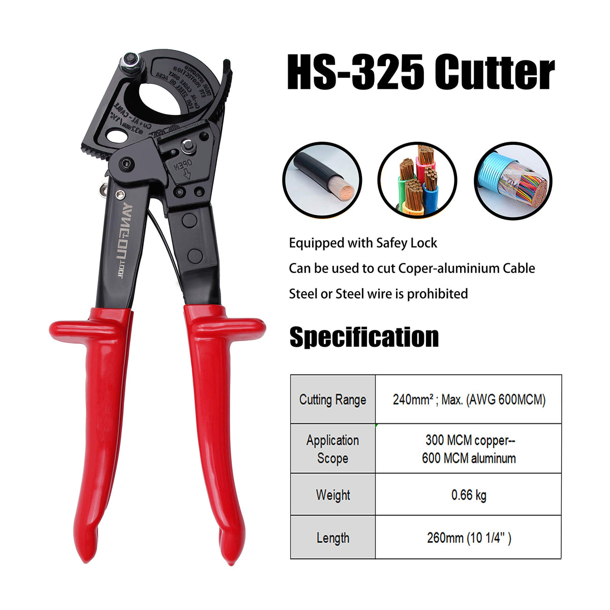 Yangoutool heavy-duty copper aluminum cutter emphasizing versatile wire compatibility.