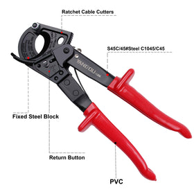 Yangoutool ratchet cable cutter jaw open demonstrating easy alignment for fast cuts.