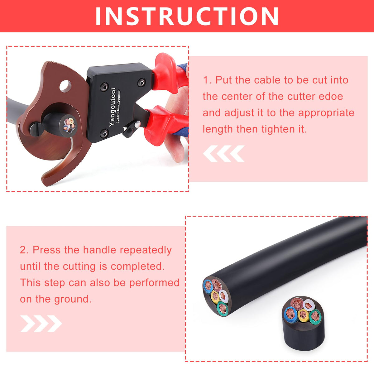 Yangoutool ratchet mechanism provides incremental cuts with less effort.