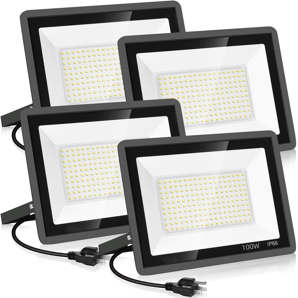 YANYCN 4 pack exterior flood lights illuminating outdoor space