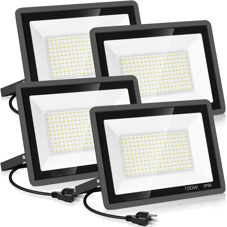 YANYCN 4 pack exterior flood lights illuminating outdoor space