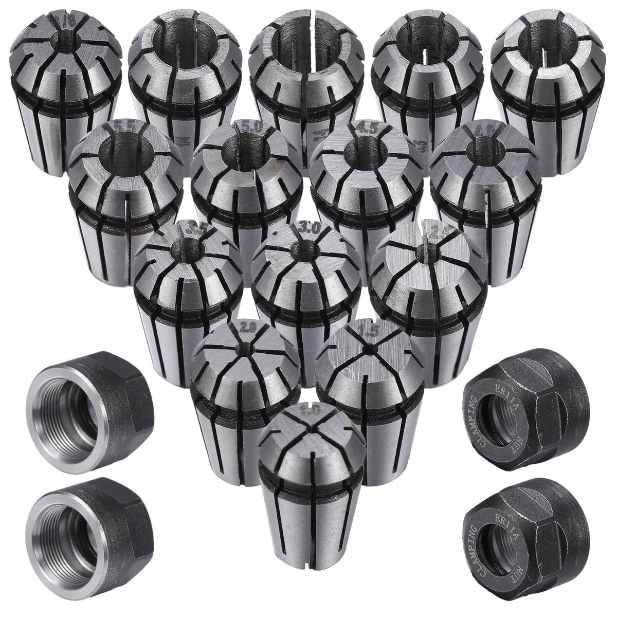 Yaocom ER11 spring collet set packaging displaying a complete CNC toolkit.