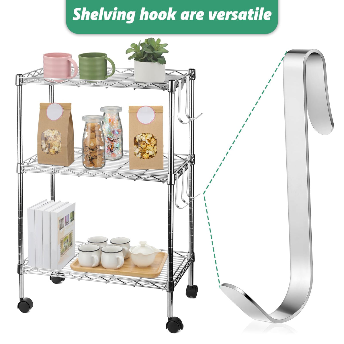 Yaocom J Hook multipurpose storage for pots, cords, and accessories.
