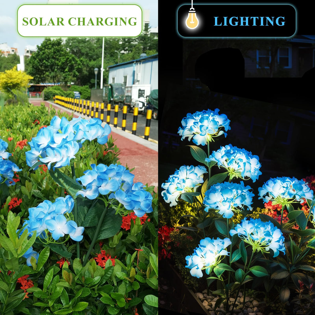 YAODEMA blue hydrangea outdoor light adds decorative glow outdoors