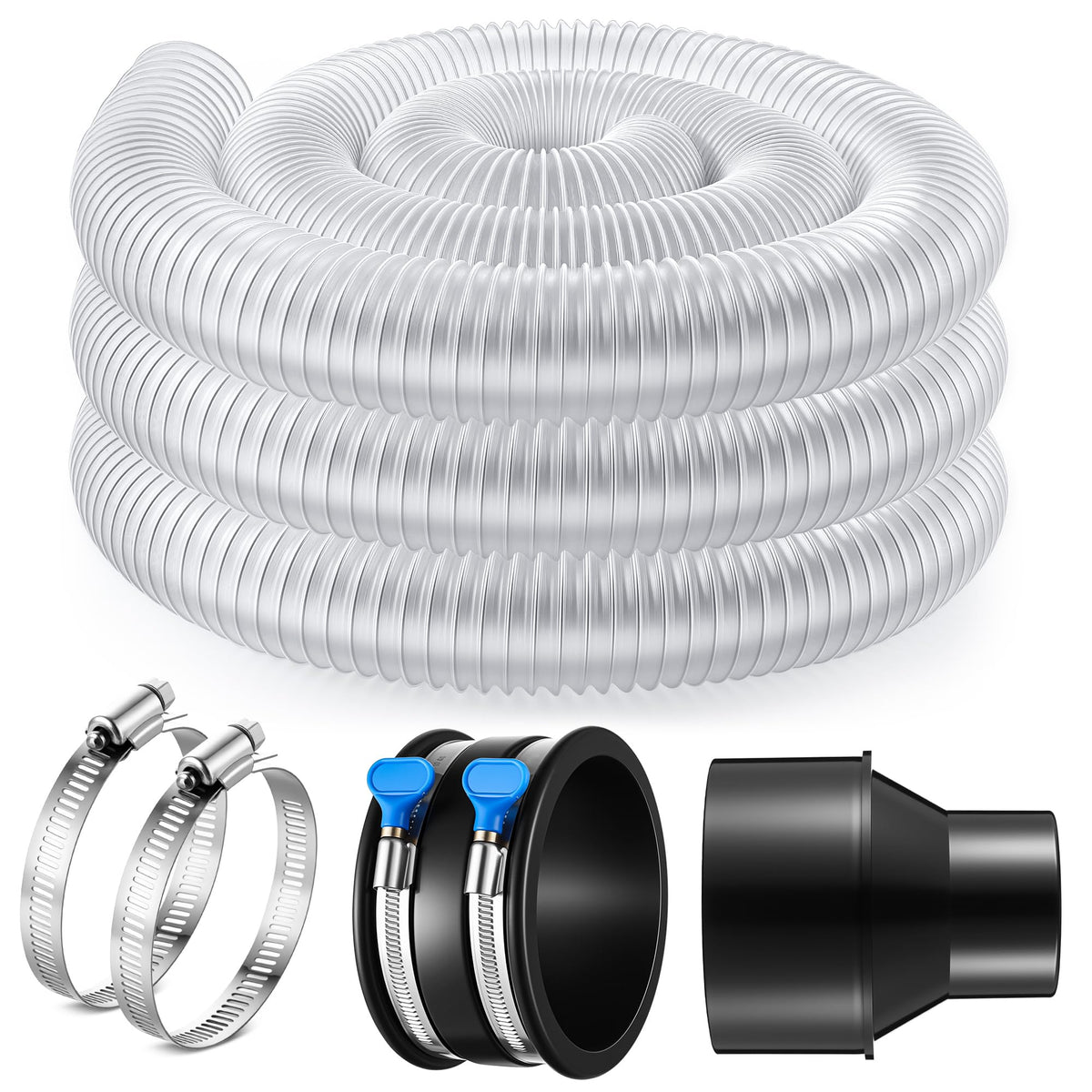 Yaomiao dust hose 2-1/2 inch, flexible and clear for easy dust flow monitoring.
