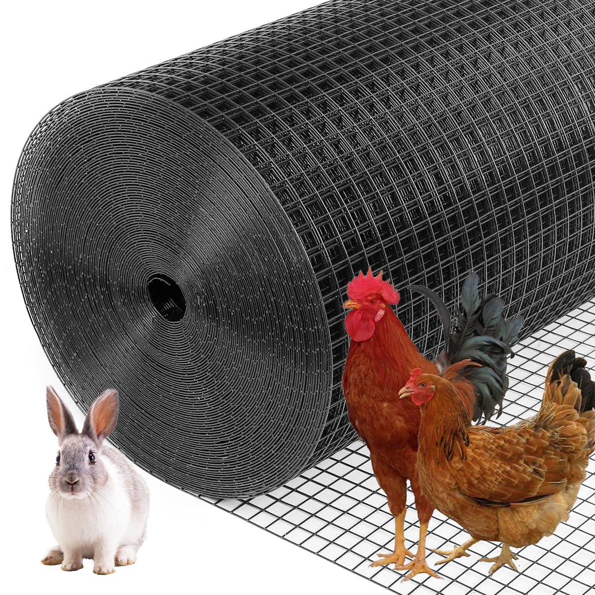Yardbliss black hardware cloth in a roll protecting a coop and garden.