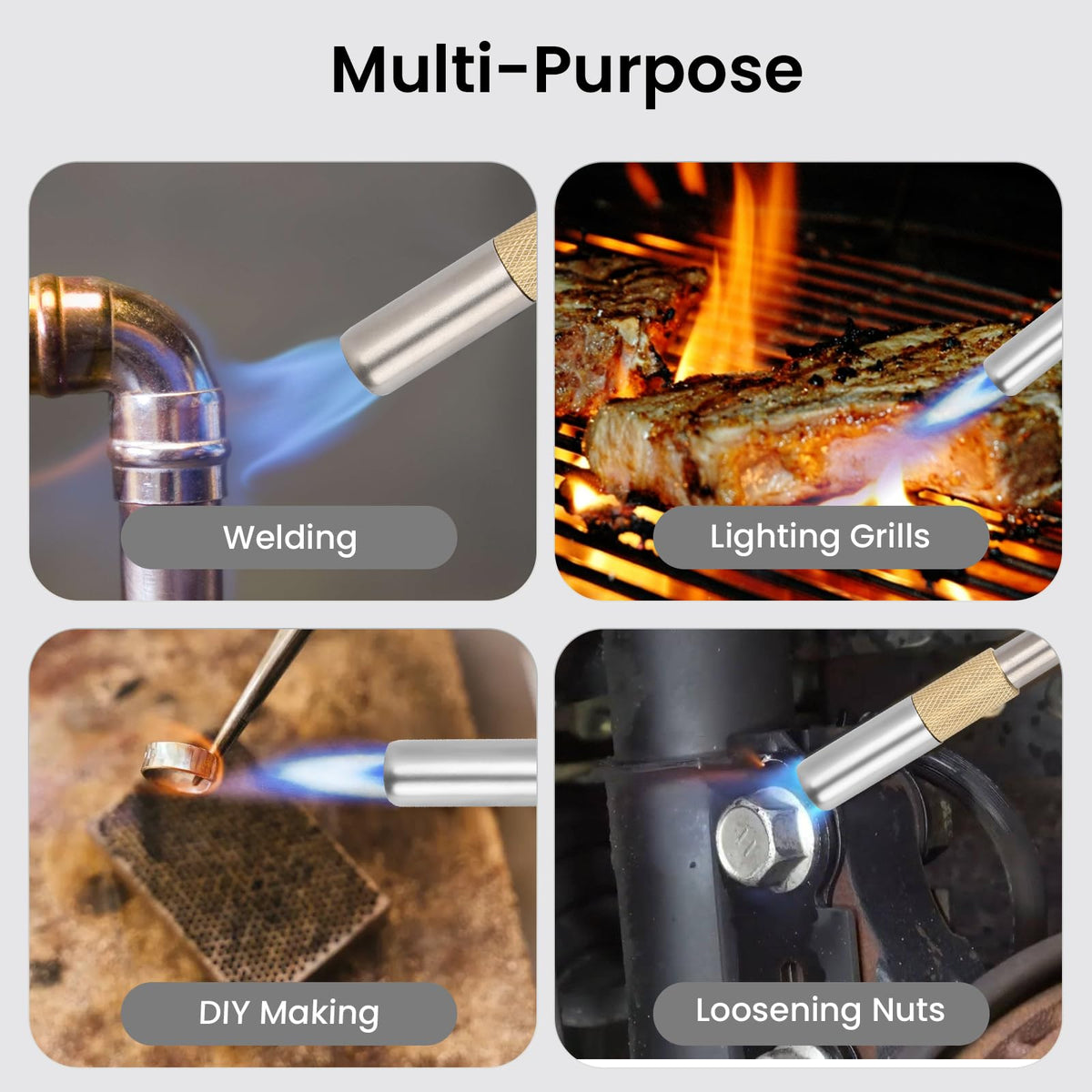 Yardwizard flame-lock mechanism to prevent accidental ignition during handling