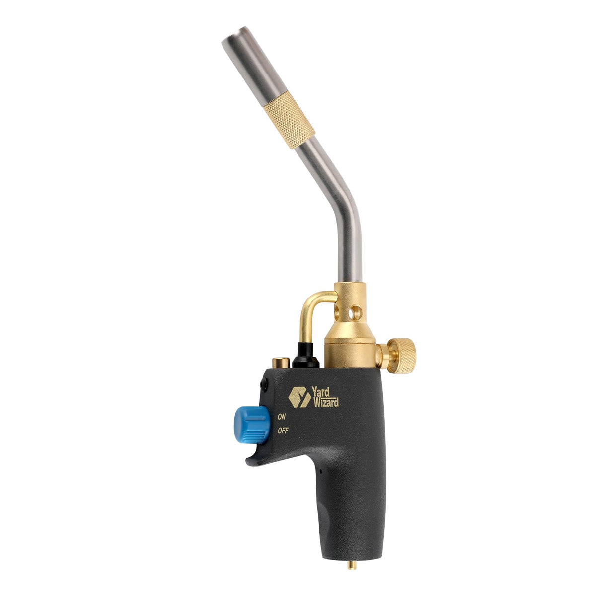 Yardwizard propane torch head with igniter showing quick ignition capability for DIY tasks