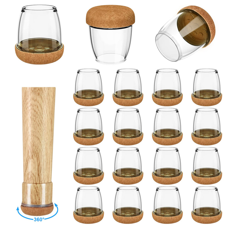 Yarehand 16-pack chair leg protectors with round felt bottom protect floors from scratches.