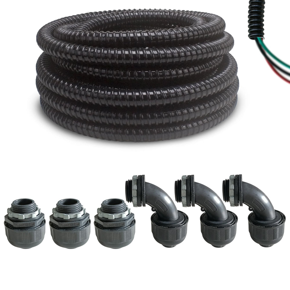 Yariwiz half-inch conduit kit in black, 25 feet long for easy wiring routing.