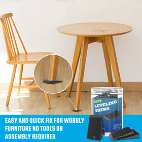 YARKOR leveler shim with non-slip grooved bottom keeps tables steady.