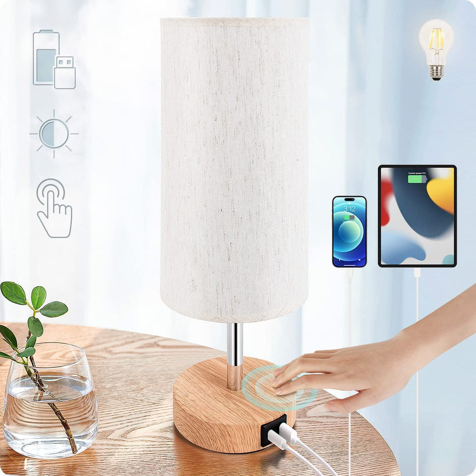 Yarra-Decor bedside lamp base with touch control for quick brightness adjustment at night.