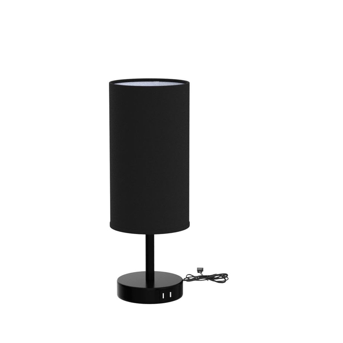 Bedroom scene shows a compact lamp ideal for nightstands and desks.
