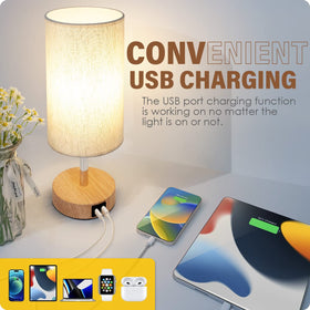 Yarra-Decor lamp with USB A C ports and USB C port for charging at night.