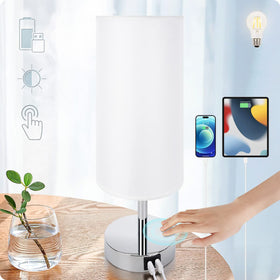 Yarra-Decor bedside lamp with USB port and 3-way dimming for easy night use.