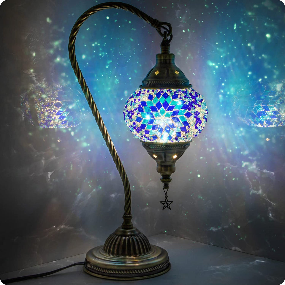Yarra-Decor Turkish Moroccan lamp with bronze base enhances warm ambient lighting.