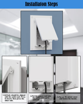 Outdoor outlet cover applied to box in outdoor, bathroom, or kitchen settings