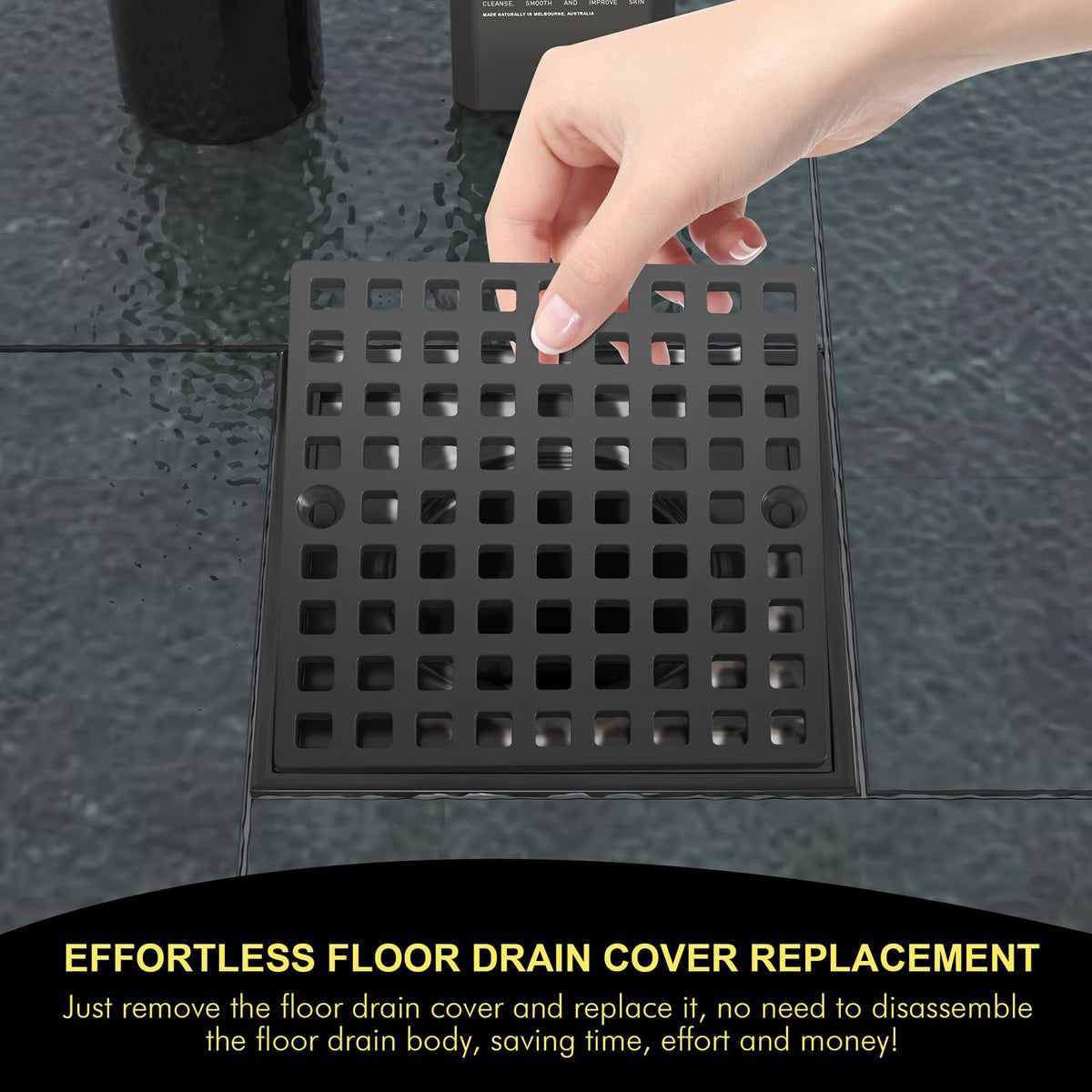 Yaseingoo bathroom shower drain cover installed in a modern bathroom
