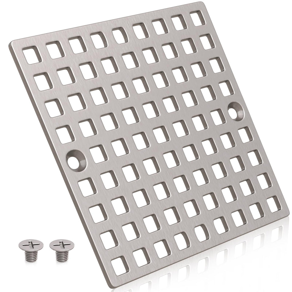 Yaseingoo brushed nickel square drain cover 3-7/8 inches with durable SUS304 stainless steel