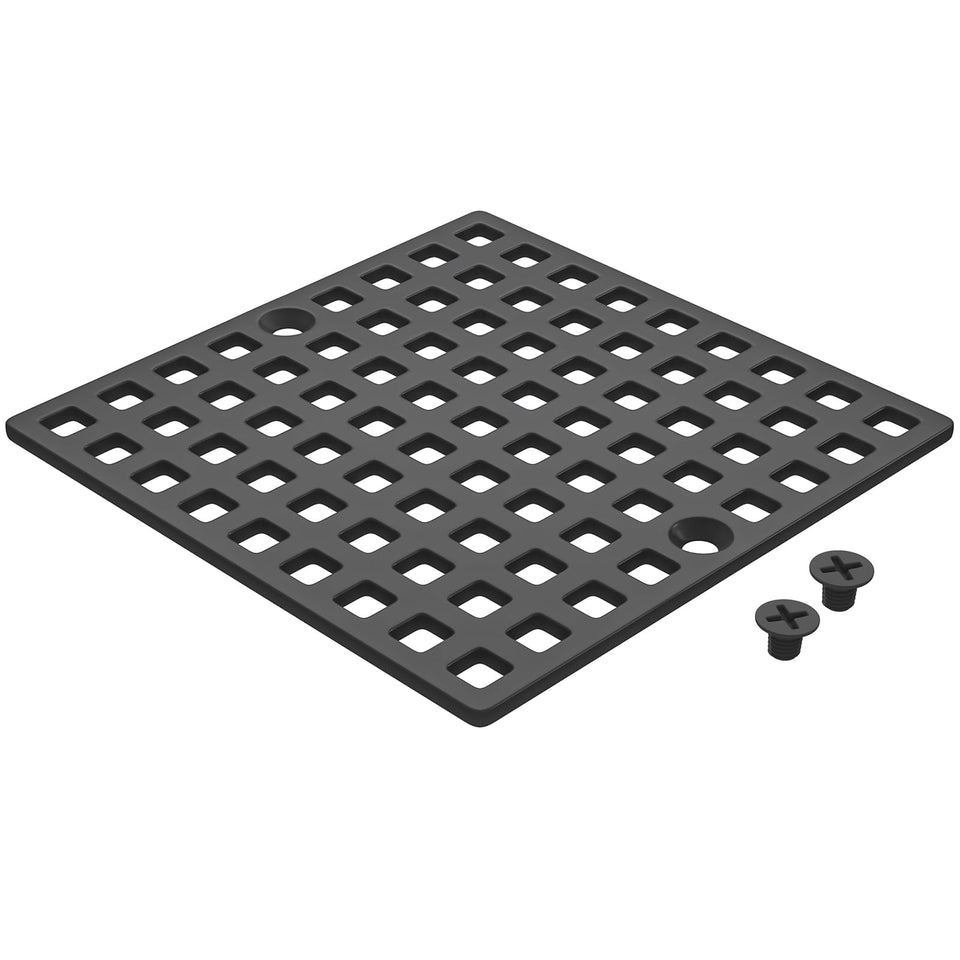 Yaseingoo matte black square drain cover front view for improved drainage and style