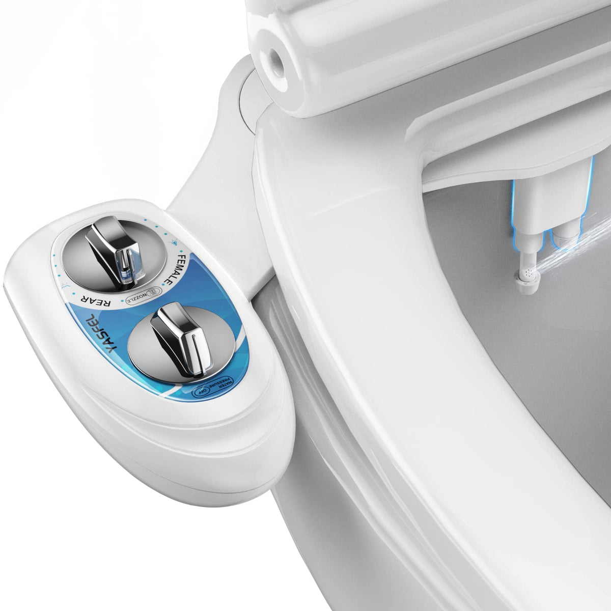 YASFEL bidet attachment front view showing slim profile for modern bathrooms