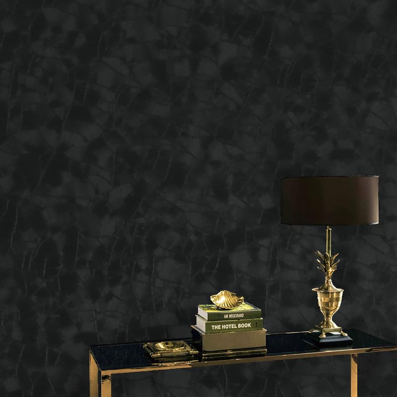 Yasinet black peel-and-stick wallpaper on roll adds luxe texture to walls