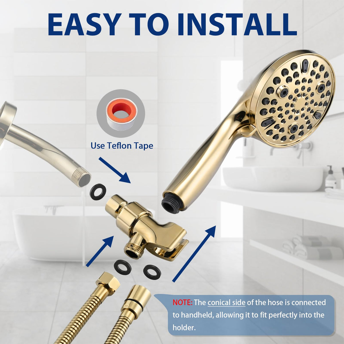 YASINU universal G1/2 thread ensures quick, tool-free installation.