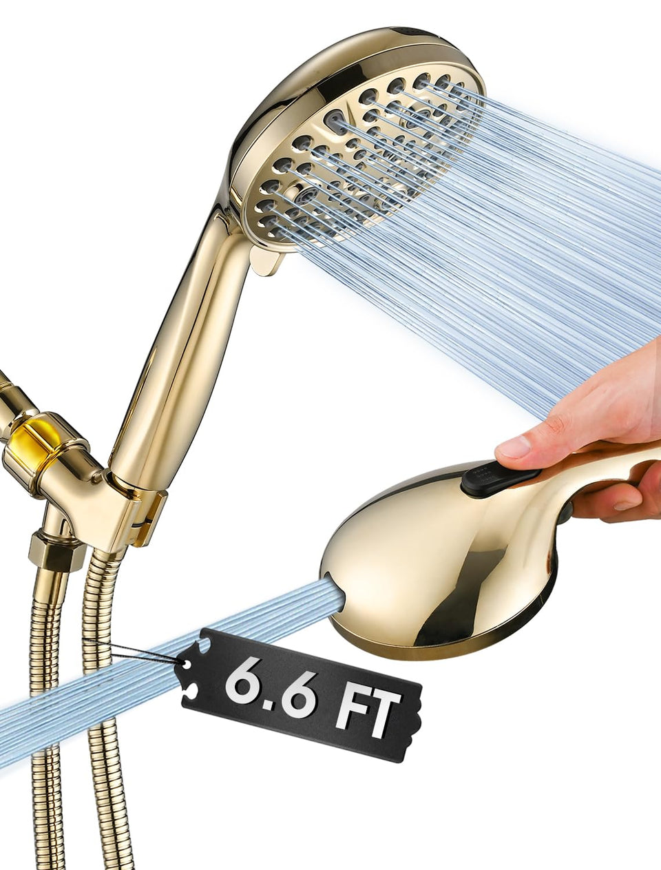 YASINU high-pressure handheld showerhead with a 5-inch spray for a thorough rinse.