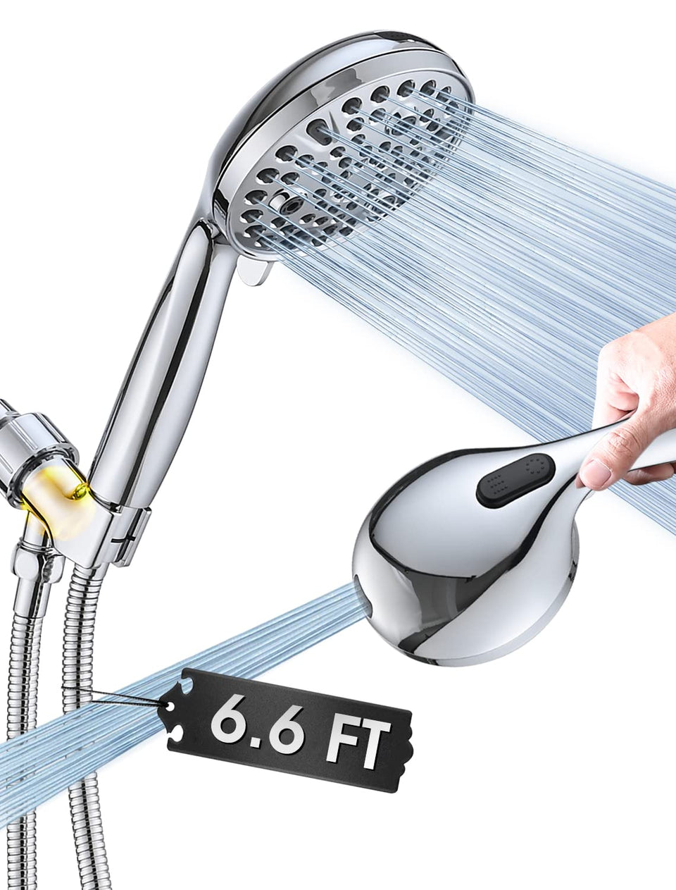 YASINU high-pressure shower head with a 5-inch spray face delivering a strong rinse