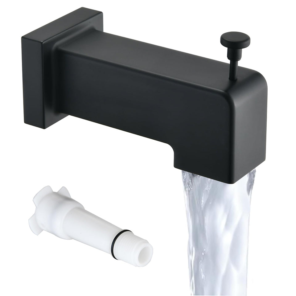 YASINU slip-on diverter tub spout in matte black for quick, leak-free upgrades.