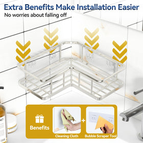 YASONIC rustproof 304 stainless steel shower caddy resists moisture and stains.