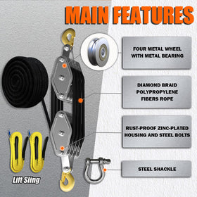 YATOINTO 8:1 pulley block system enabling easier heavy lifting