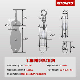 YATOINTO stainless steel hook and connector provide secure attachment.