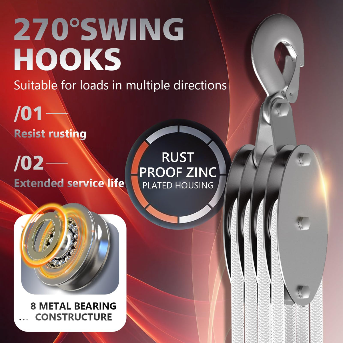 YATOINTO upgraded rope pulley hoist rope-drum enables smooth operation during lifts